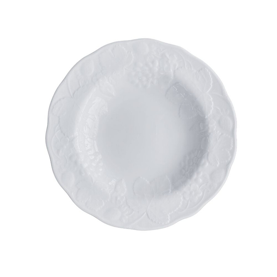 Wedgwood Open Box -  Strawberry & Vine (bone) Large Rim White Soup Bowl In White/red