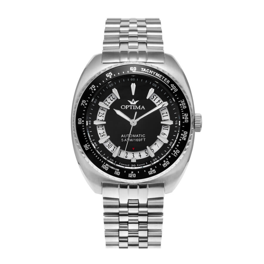 Optima 488 Collection Tachymeter Black Dial Men's Watch OSA488-SS-3
