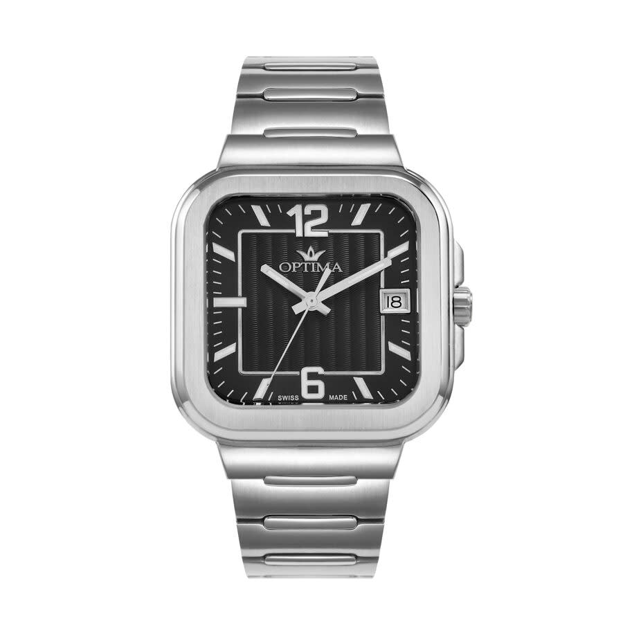 Optima 490 Quartz Black Dial Men's Watch OSM490-SS-3