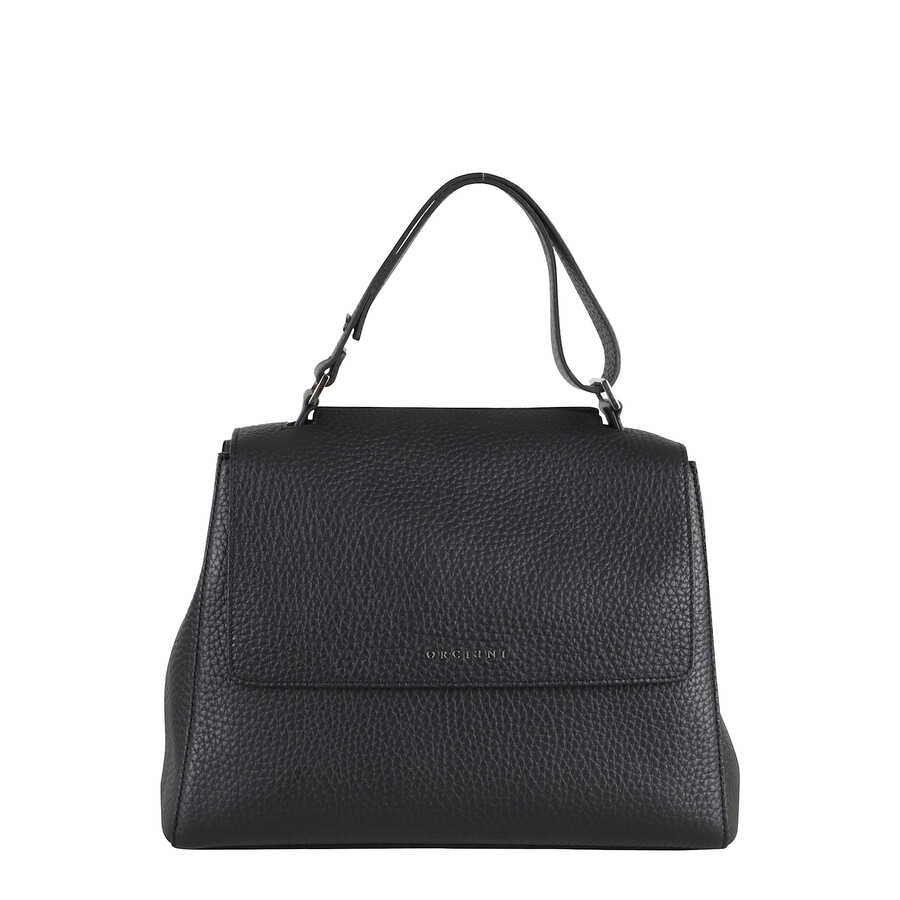 Orciani Leather Tote Bag Adjustable Strap In Black