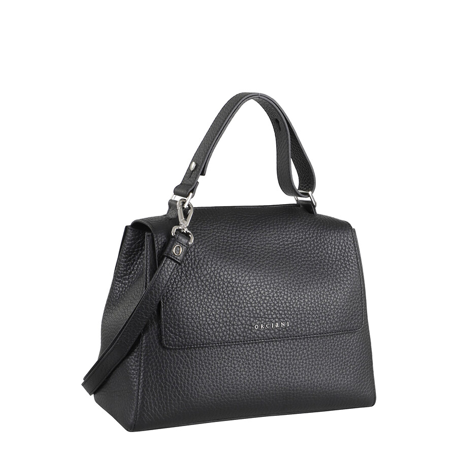 Orciani Leather Tote Bag Adjustable Strap In Black