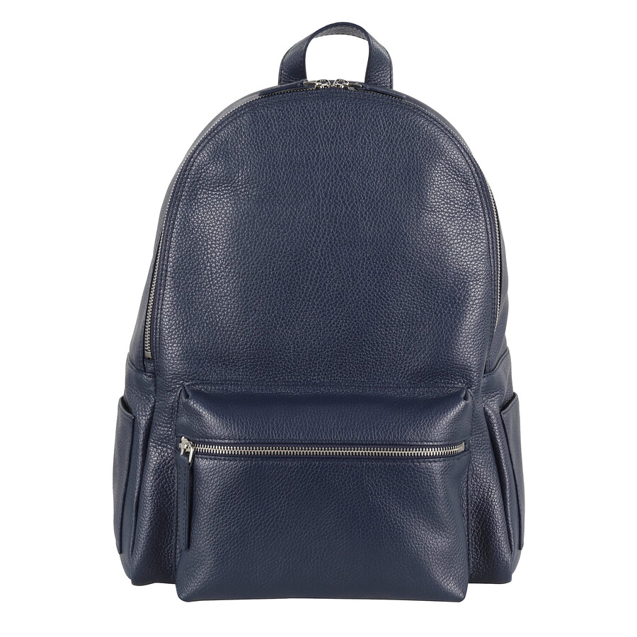 Orciani Textured Leather Backpack With Adjustable Straps In Blue