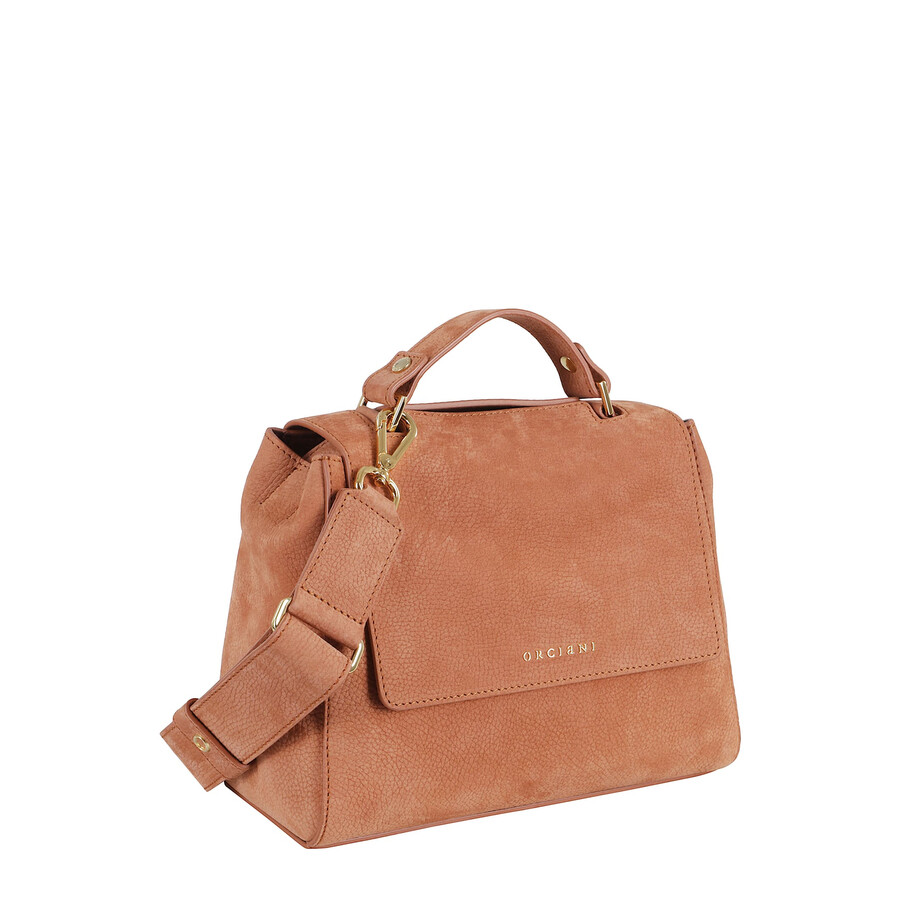 Orciani Siena Earth Leather Shoulder Bag In Brown