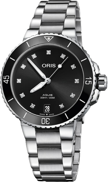 Oris Aquis Automatic Diamond Black Dial Watch 01 733 7731 4194-07 8 18 05P