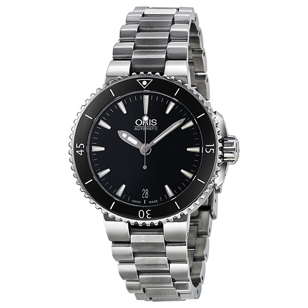 Oris Aquis Date Automatic Black Dial Stainless Steel Ladies Watch 01 733 7652 4154 07 8 18 01P