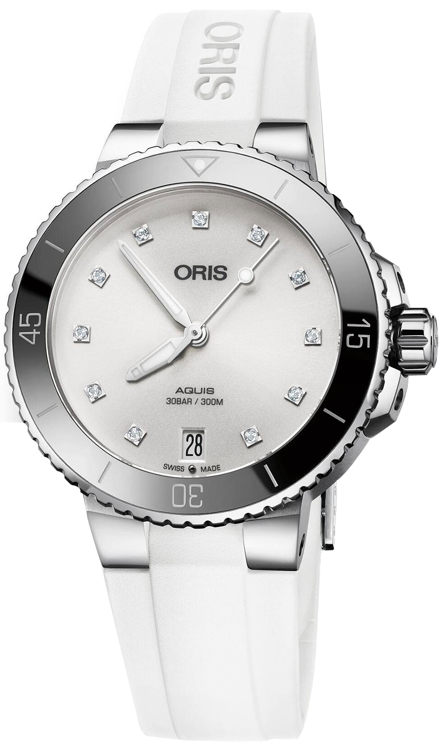 Oris Aquis Date Diamond Dial Automatic Ladies Watch 733-7731-4191RS