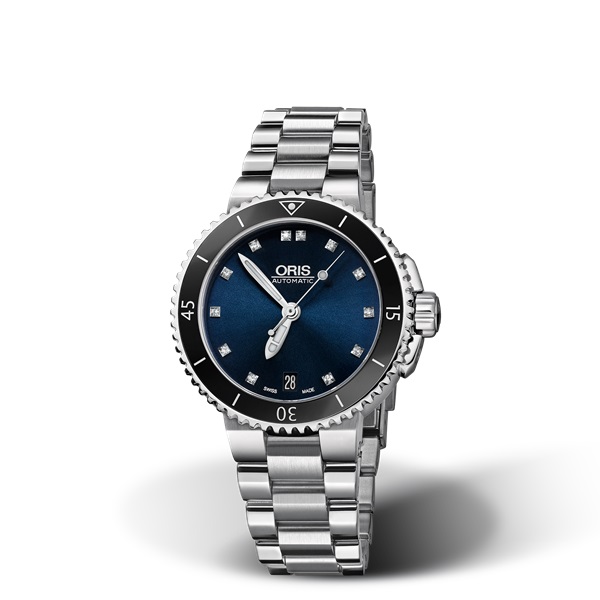 Oris Aquis Automatic Diamond Blue Dial Ladies Watch 01 733 7652 4195-07 8 18 01P