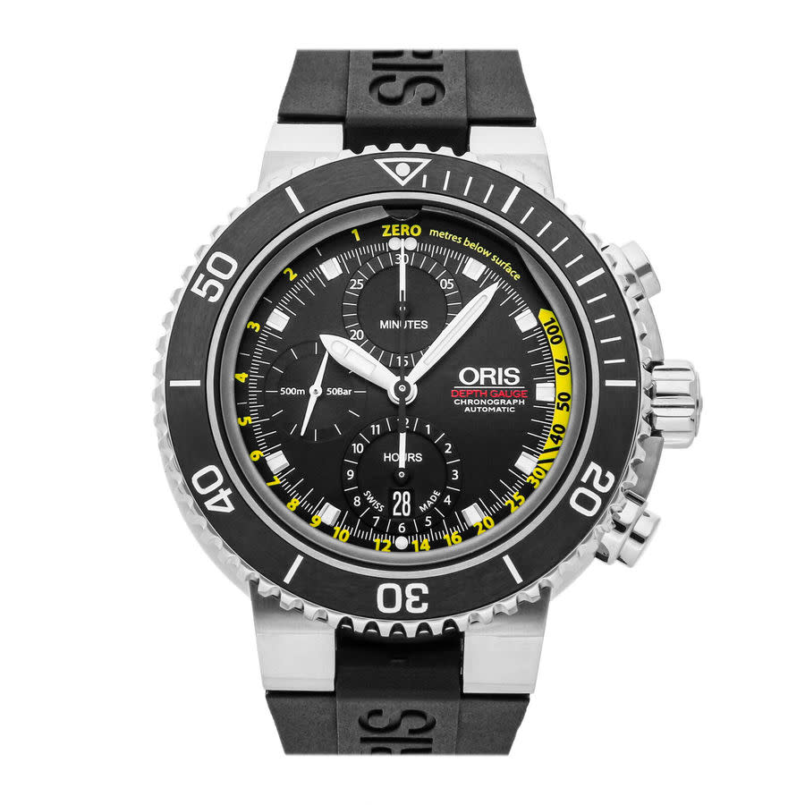 Oris Aquis Depth Gauge Chronograph Automatic Black Dial Men's Watch 01 774 7708 4154-SET