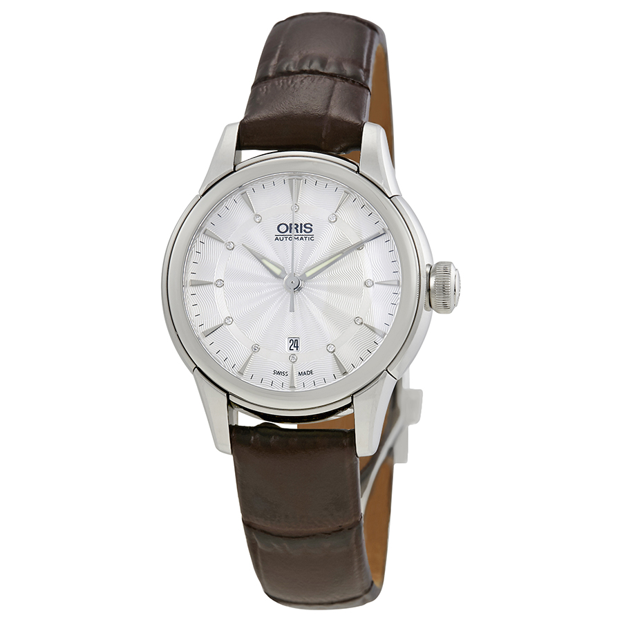 Oris Artelier Date Automatic Silver Diamond Dial Ladies Watch 561-7687-4051LS