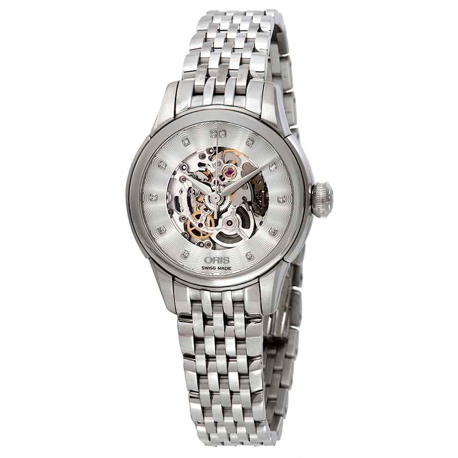 Oris Artelier Silver Skeleton Dial Stainless Steel Ladies Watch 01 560 7687 4019-07 8 14 77