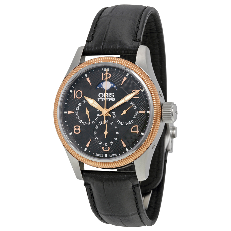 Oris Big Crown Complication Black Dial Black Leather Men's Watch 01 582 7678 4364-07 5 20 76FC