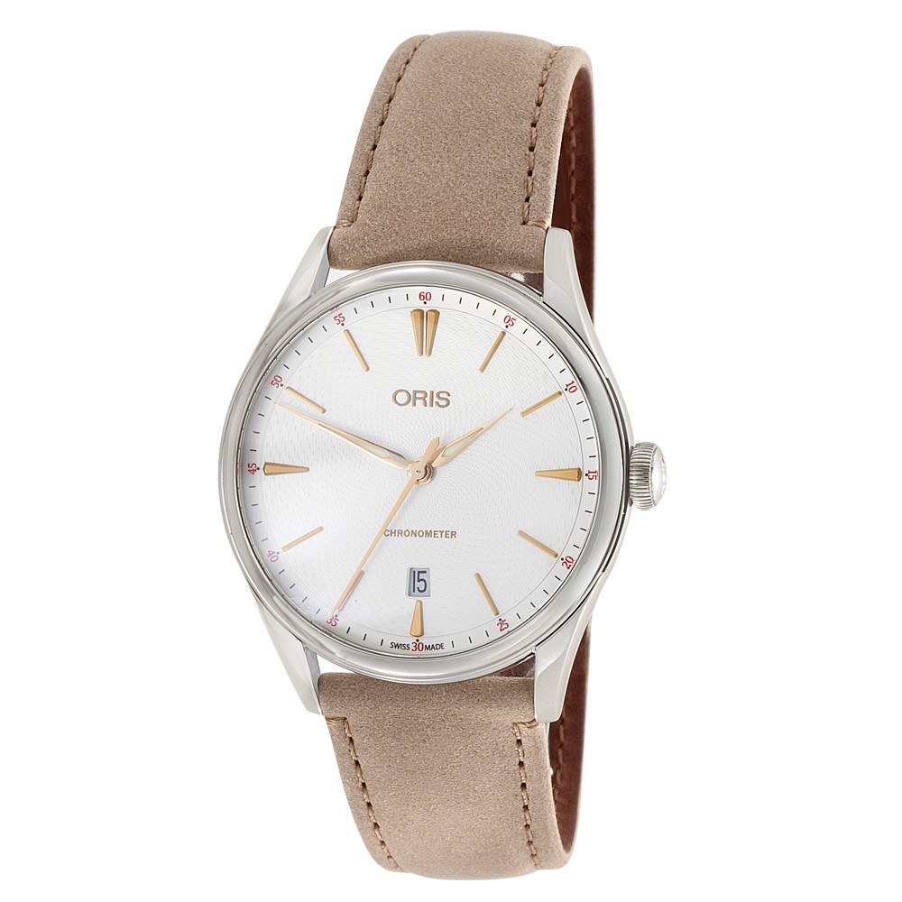 Oris Chronometer Silver Dial Men's Leather Watch 01 737 7721 4031-07 5 21 33FC