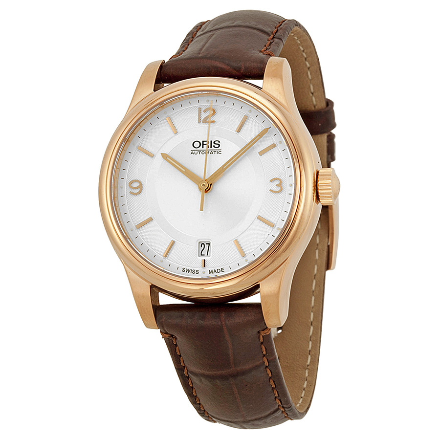 Oris Classic Date Silver Dial Brown Leather Men's Watch 733-7578-4831LS
