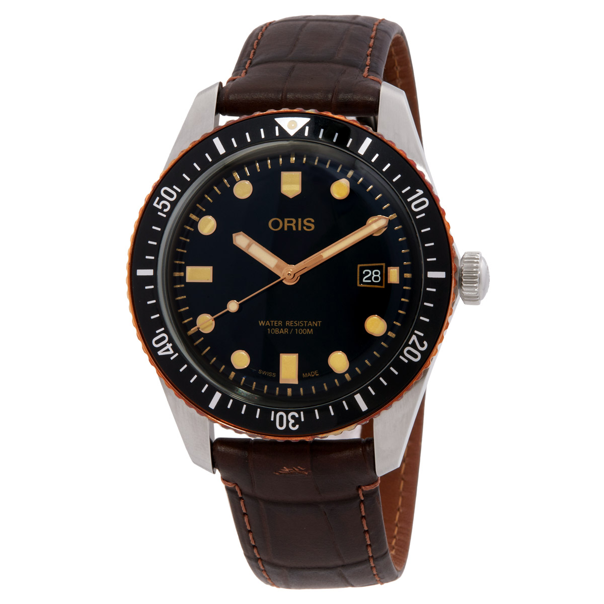 Oris Divers Sixty-Five Automatic Black Dial Men's Watch 733-7720-4354BRN