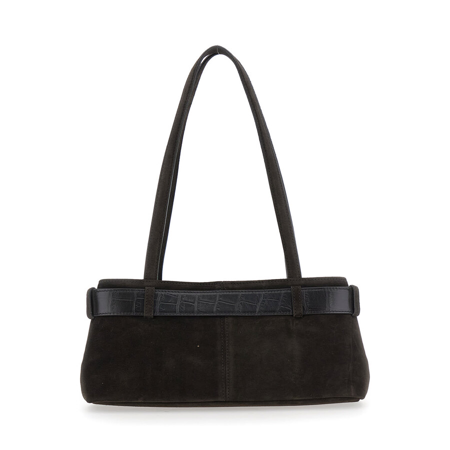 Osoi Brocle Brown Shoulder Bag With Belt And Pendant Key Details In Suede In Brown