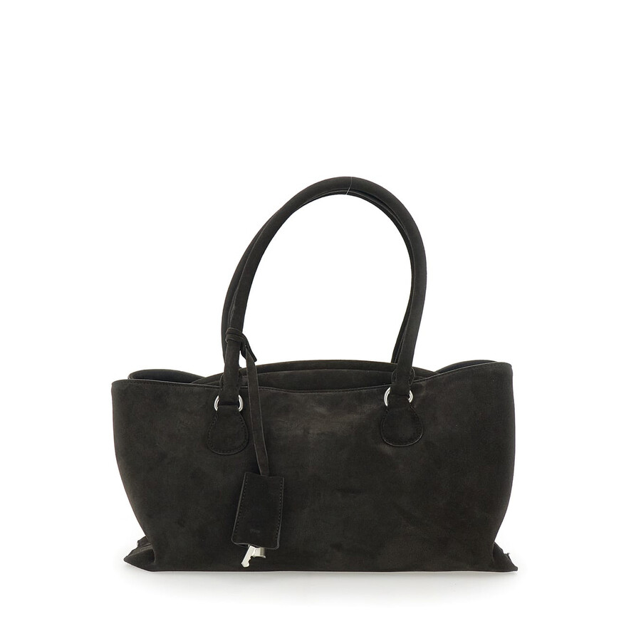 Osoi Shell Brot Brown Shopper With Two Handles And Key Pendant In Suede In Brown