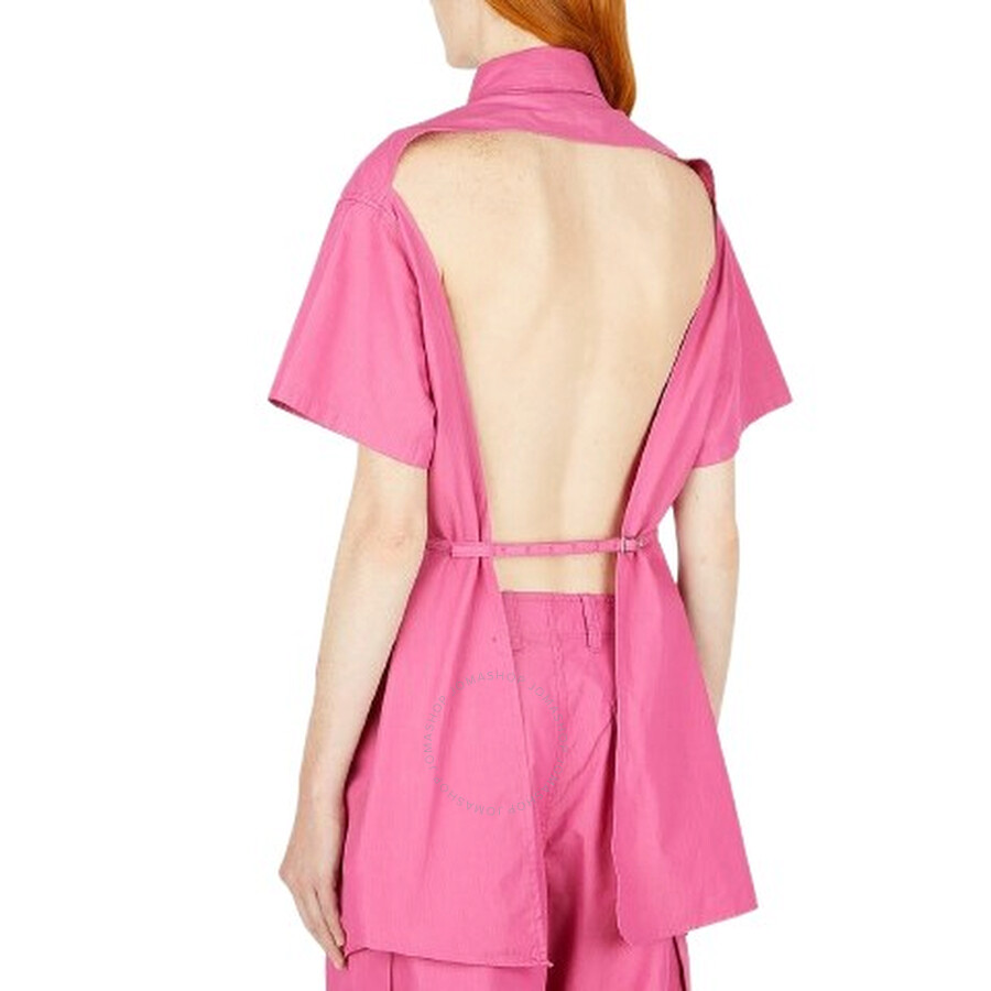 Our Legacy Ladies Cerise Cotton Ripstop Backless Army Shirt In Pink