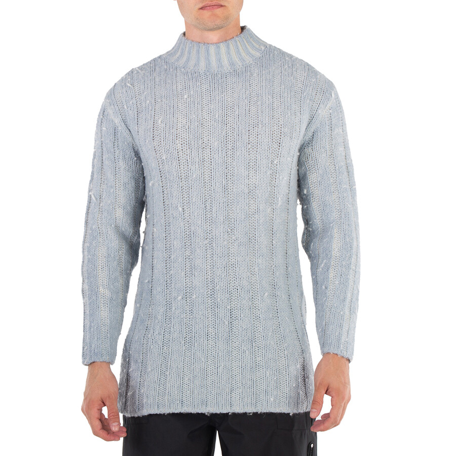 Men's Ice Blue Acrylic Funnel Neck Jumper