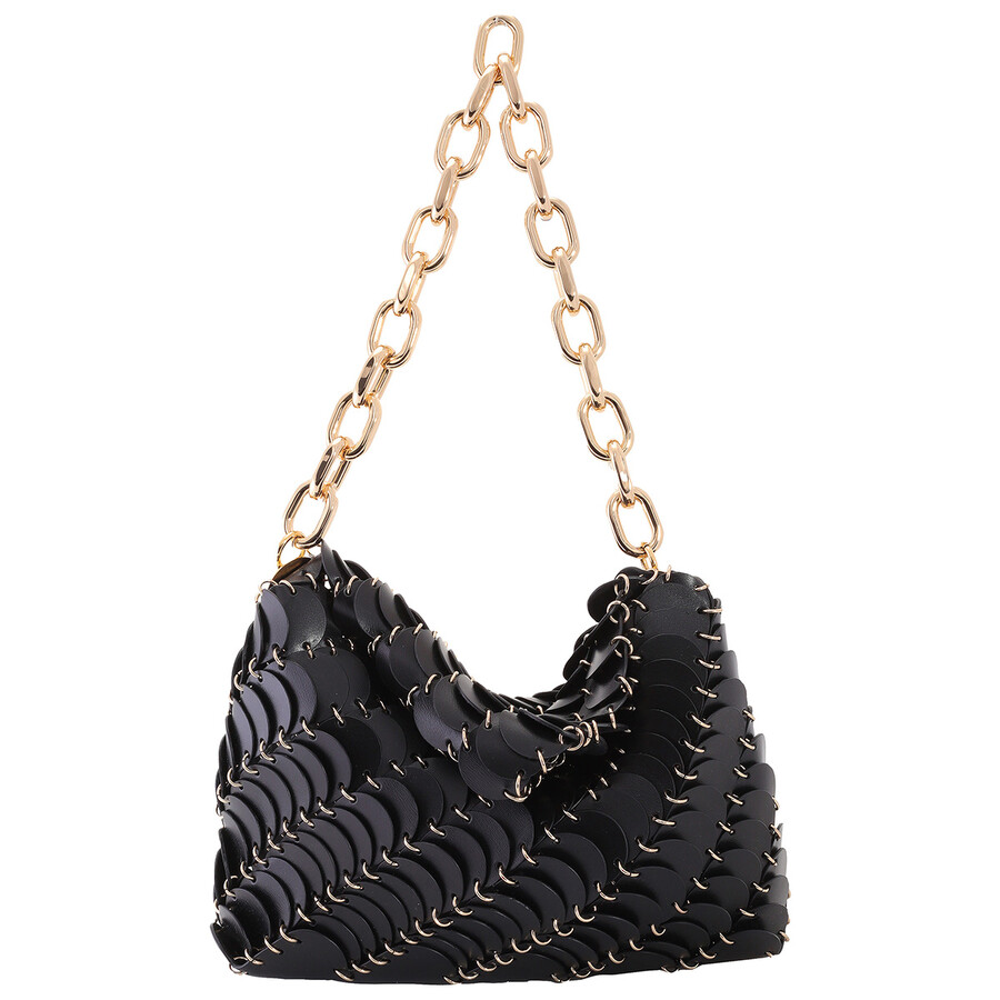 Paco Rabanne Leather Disc Detailing Foldover Top Shoulder Clutch