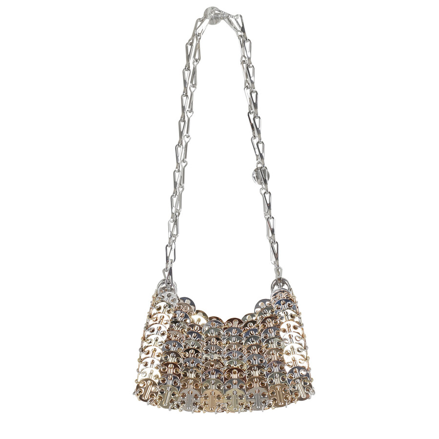 Rabanne Multicolor Metal 1969 Nano Shoulder Bag In Gray