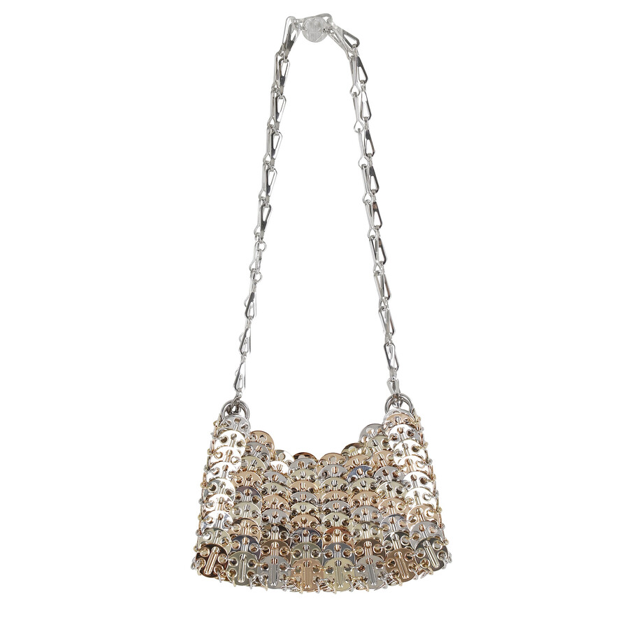 Rabanne Multicolor Metal 1969 Nano Shoulder Bag In Gray
