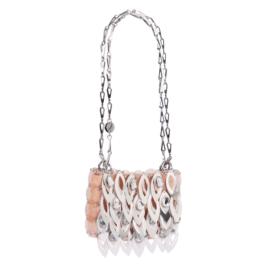 Rabanne Paco  Nano Sparkle Leave Shoulder Bag In Silver