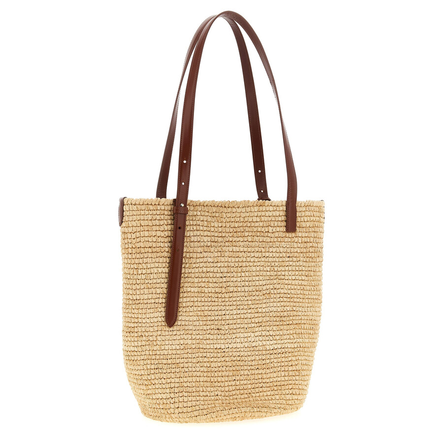 Rabanne Woven Raffia Tote Bag In Sand