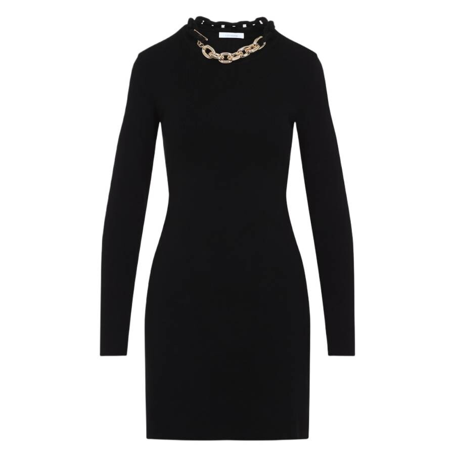 Paco Rabanne Short Knitted Long-Sleeve Dress