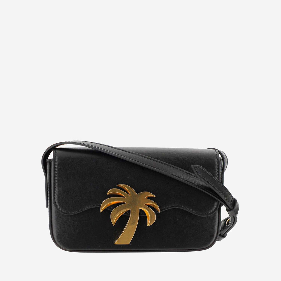 Palm Angels Black Leather Palm Beach Bridge Crossbody Bag