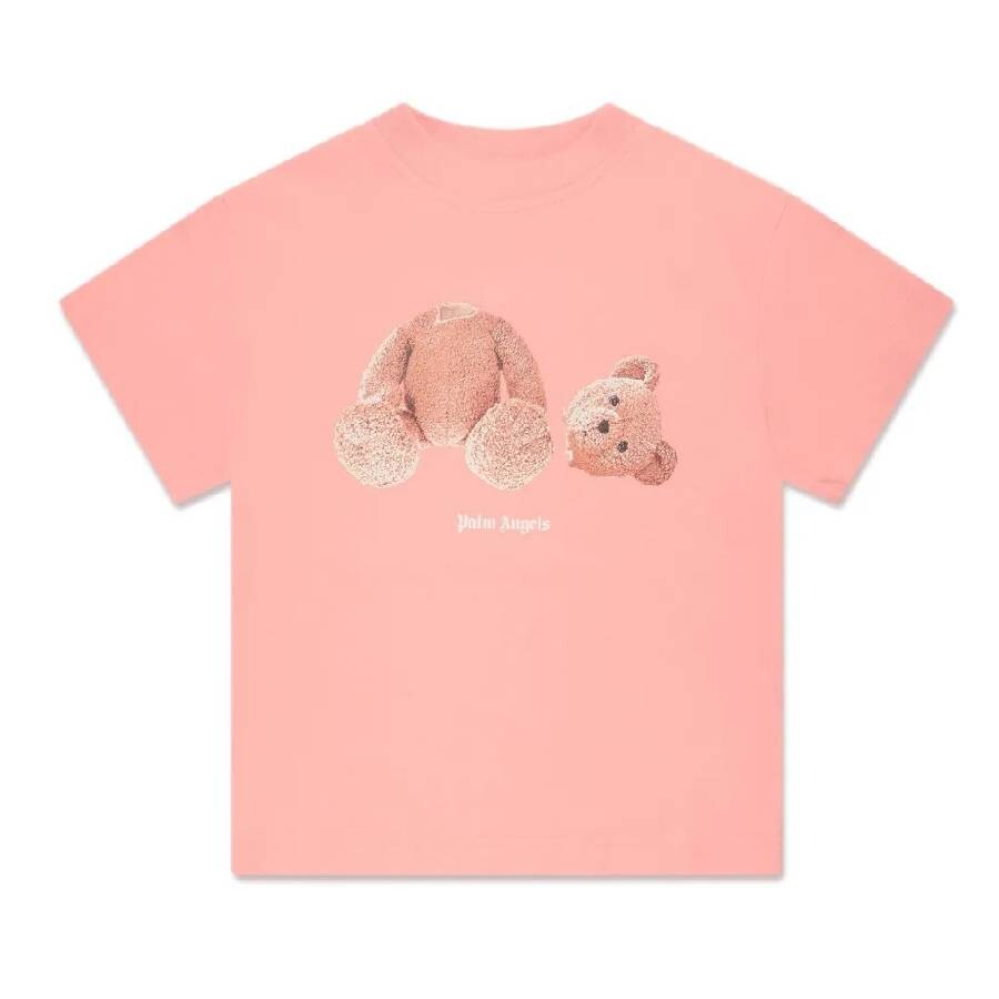 Palm Angels Girls Pink Bear Logo T-shirt In Pink