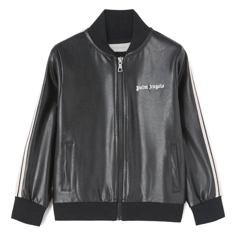Kids Faux Leather Logo-Print Jacket
