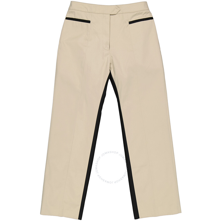 Shop Palm Angels Ladies Beige Straight-leg Panelled Two-tone Trousers