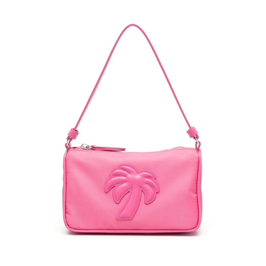 Palm Angels Pink Palm Tree Shoulder Bah In Nylon In Pink