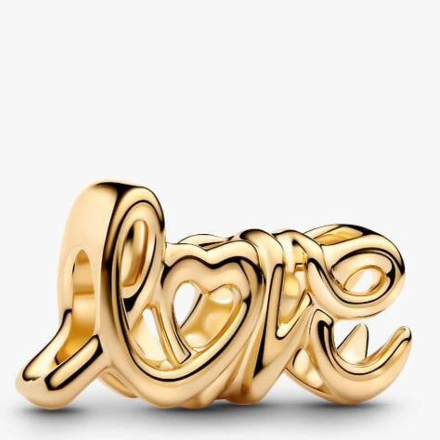 Pandora 14k Gold-plated Handwritten Love Charm In ["gold Tone"]