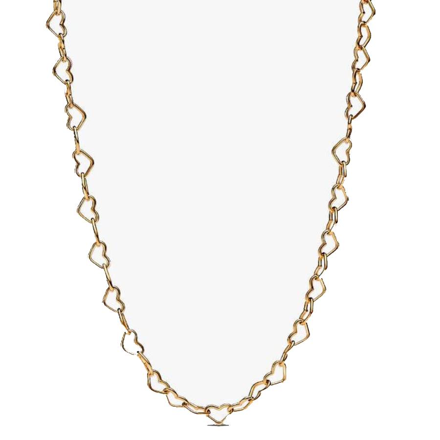Pandora 14k Gold-plated Linked Hearts Collier Necklace In ["gold Tone"]