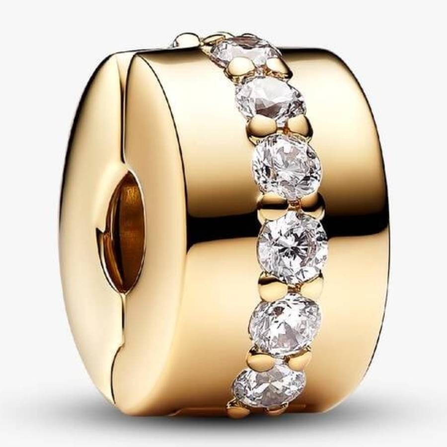 Pandora 14K Gold-Plated Sparkling Row Clip Charm 761972C01 - Jewelry ...