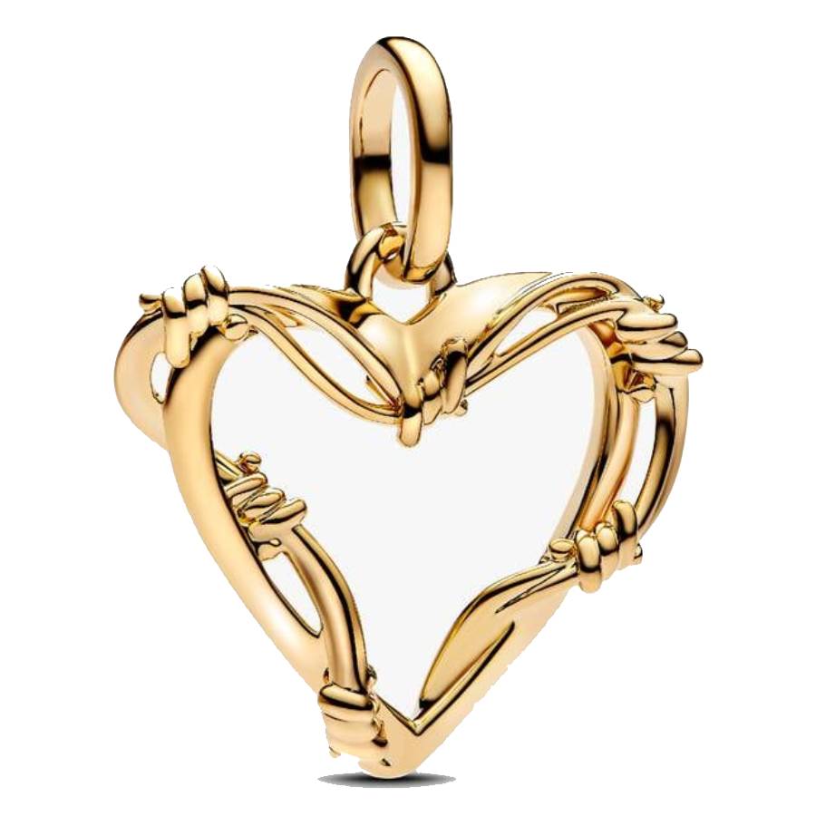 Pandora 14k Gold-plated  Wire Heart Dangle Charm In ["gold Tone"]