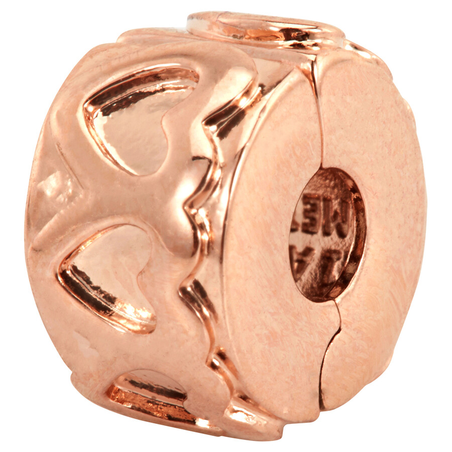 Pandora 14k Rose Gold-plated Band Of Hearts Clip Charm In Gold