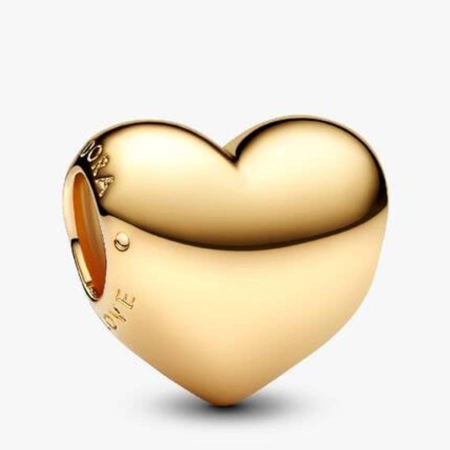 Pandora Be Love 14k Gold-plated Engravable Heart Charm In ["gold Tone"]