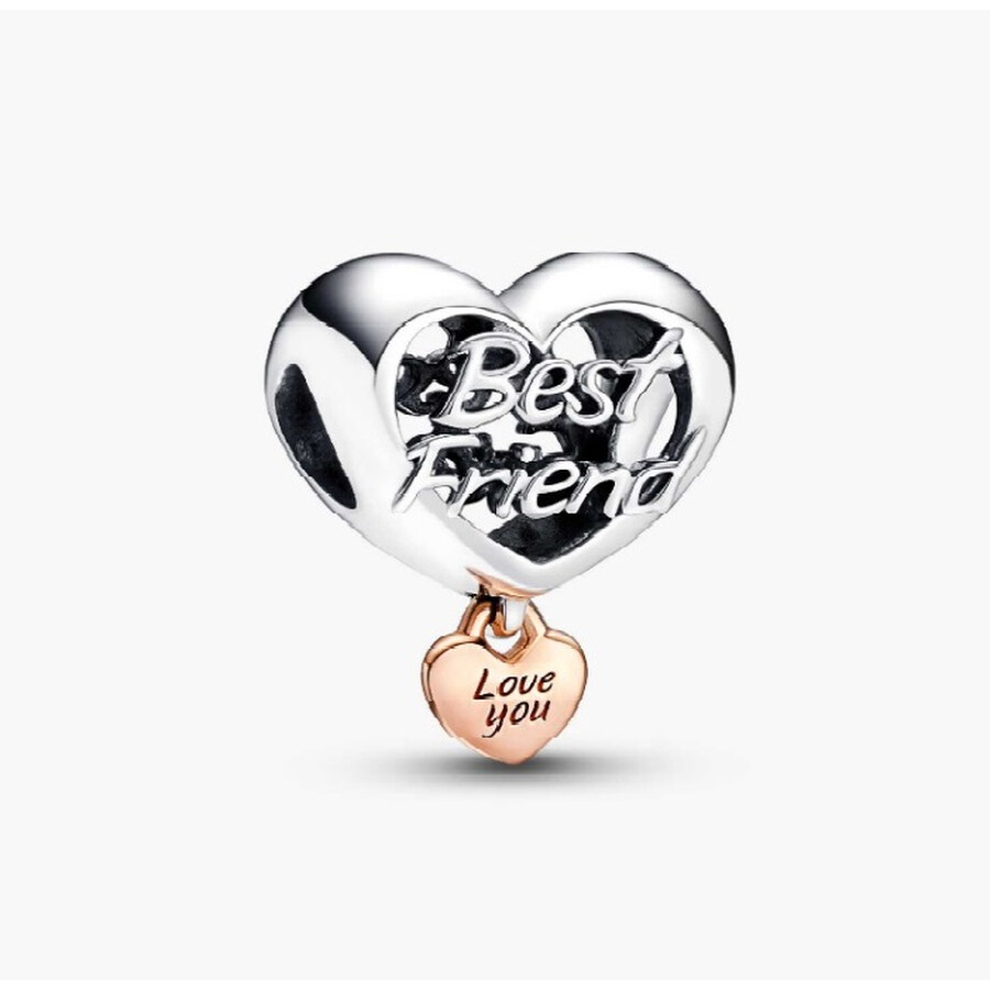Pandora Best Friend Sterling Silver And 14k Rose Gold-plated Charm