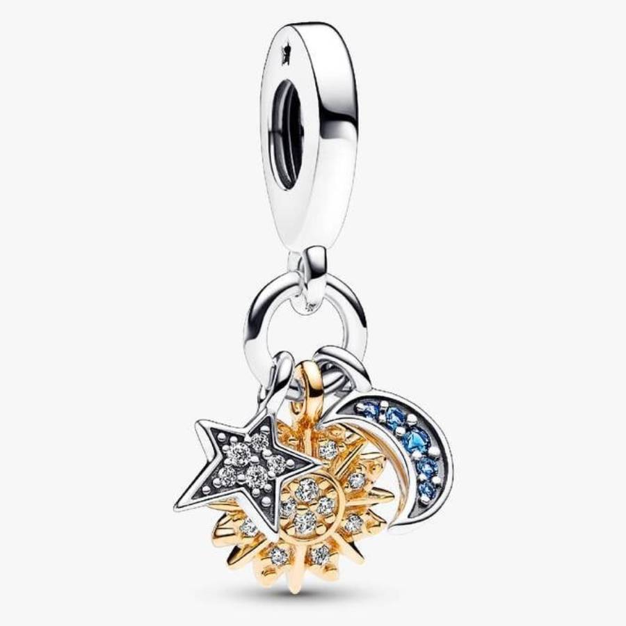 Pandora Celestial Triple Dangle Charm In Gold