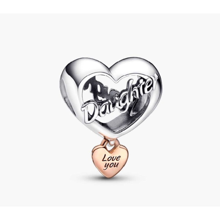 Pandora Daughter Sterling Silver And 14k Rose Gold-plated Charm