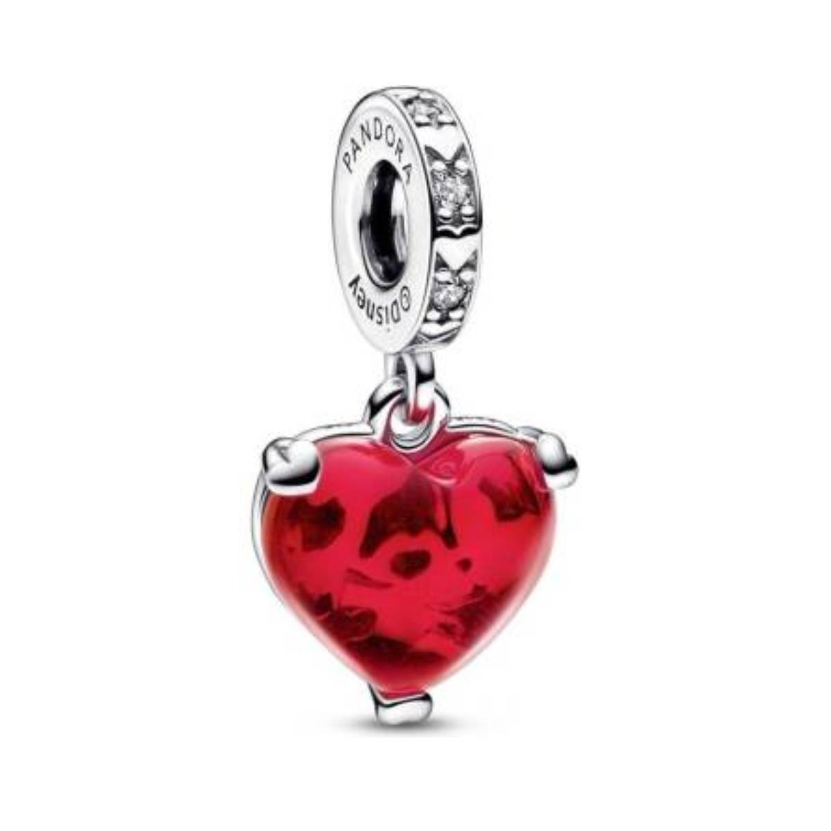 Pandora Disney Mickey & Minnie Mouse Kiss Red Murano Glass Dangle Charm ...