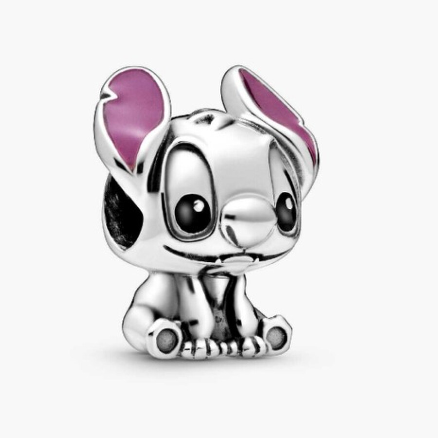 Pandora Disney Stitch Silver Charm With Black And Purple Enamel In Multi