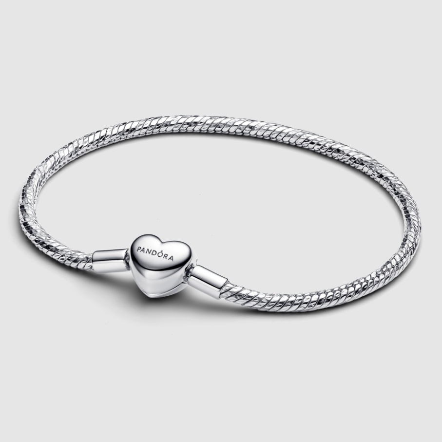 【PANDORA】 Pandora Heart Clasp Faceted Snake Chain Bracelet 594236C00-20