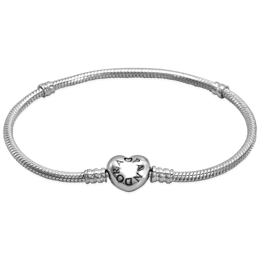 Pandora Heart Clasp Snake Chain Bracelet In Sterling Silver In Metallic