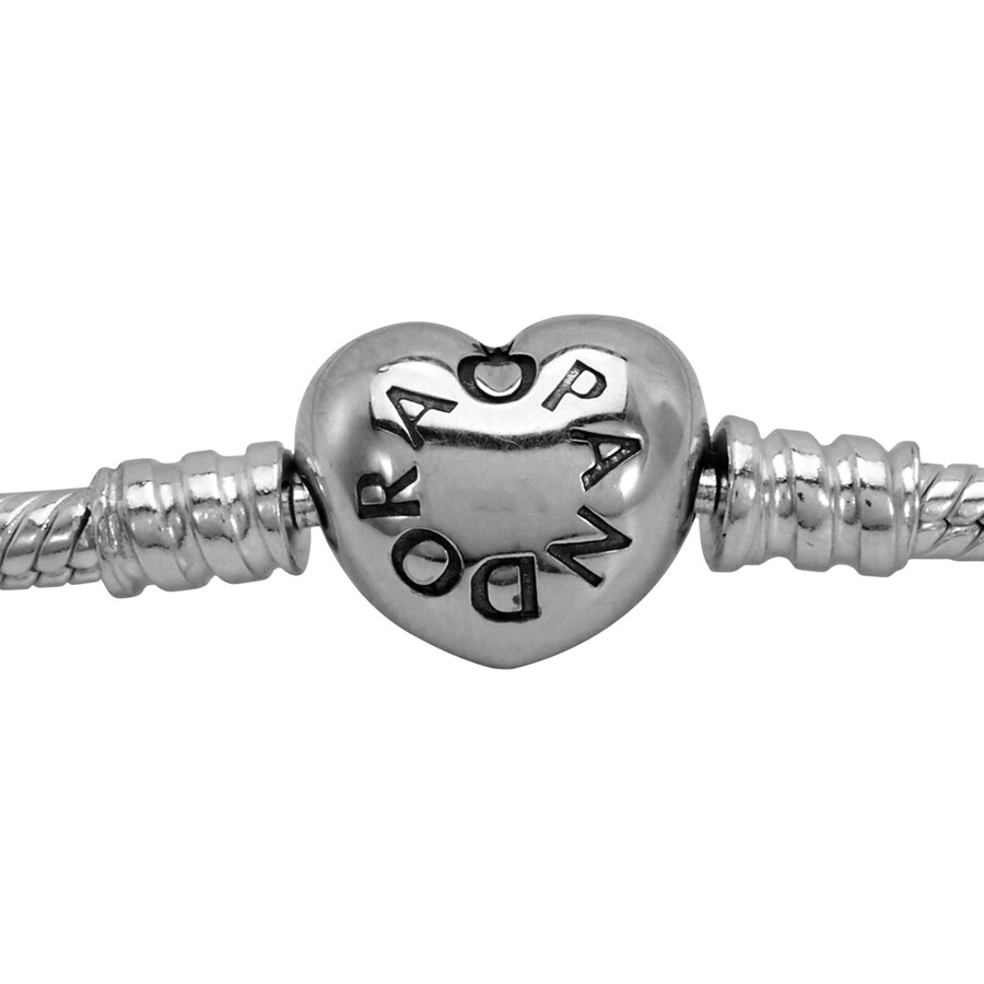 Pandora Heart Clasp Snake Chain Bracelet In Sterling Silver In Silver