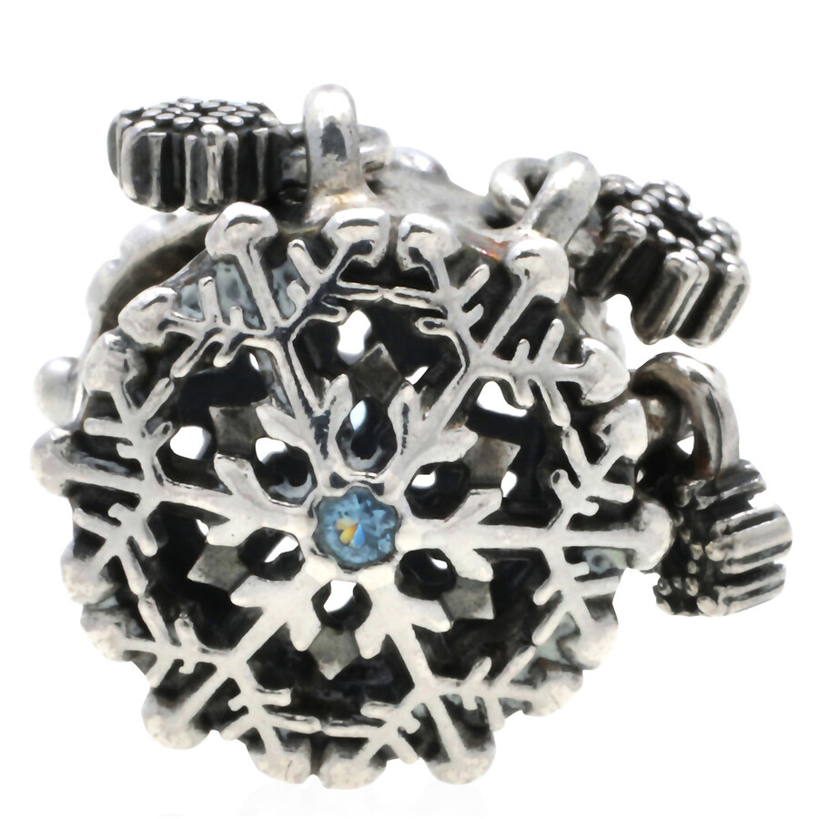 Pandora Icy Snowflake Drop Charm In Blue/silver Tone