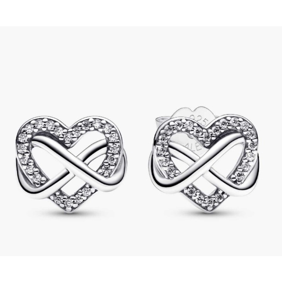 Pandora Infinity Heart Sterling Silver Stud Earrings