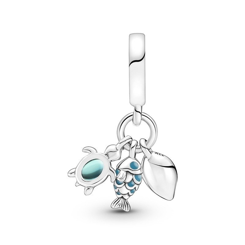 Pandora Ladies Fish, Sea Turtle & Conch Triple Dangle Charm